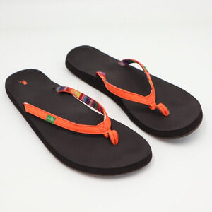 Sanuk Womens Size 10 Yoga Joy Flip Flop Lightweight Outdoor Sandals Orange Thong